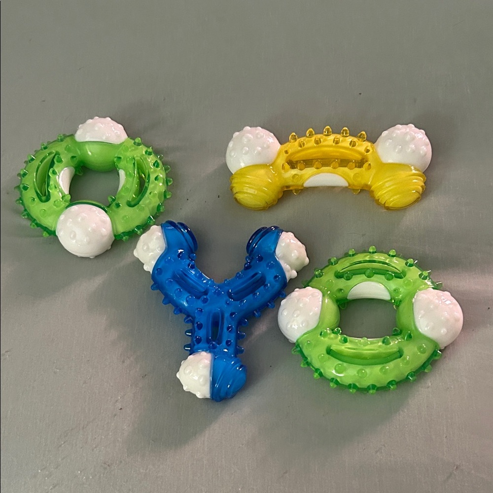4 Colorful Dog Chew Toy Set